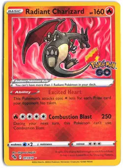Radiant Charizard 011/078 Radiant Rare Pokemon GO Pokemon - Image 1