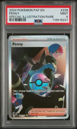 2024 POKEMON PAF EN-PALDEAN FATES SPECIAL ILLUSTRATION RARE #239 PENNY PSA 9 - Image 1