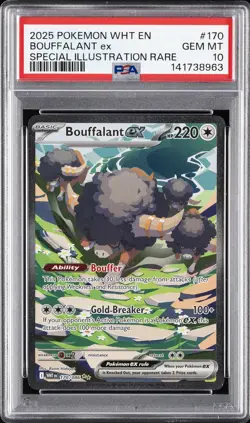 2025 POKEMON WHT EN-WHITE FLARE SPECIAL ILLUSTRATION RARE BOUFFALANT EX PSA 10 - Image 1