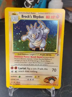Pokemon Vintage Holo Brock's Rhydon Gym Heroes Wotc 2000 LP Swirl - Image 1