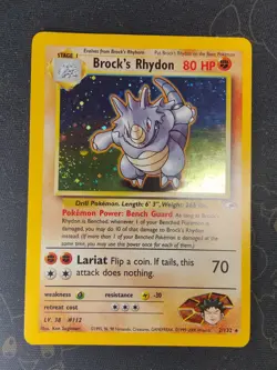 Pokemon Vintage Holo Brock's Rhydon Gym Heroes Wotc 2000 LP Swirl - Image 3