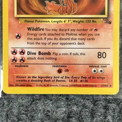 Vintage Pokemon Moltres Fossil 27/62 Rare Unlimited MP WotC Fire - Image 4