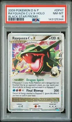 2009 POKEMON DIAMOND & PEARL BLACK STAR PROMO #DP47 RAYQUAZA C LV.X-HOLO PSA 8 - Image 1