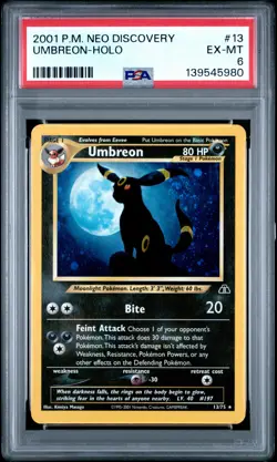 Umbreon-Holo Pokemon Neo Discovery 13 NM PSA 6 - Image 1