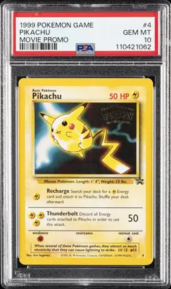 1999 POKEMON GAME MOVIE MOVIE PROMO #4 PIKACHU PSA 10 - Image 1