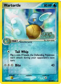 Pokemon TCG Wartortle EX Crystal Guardians 43/100 Reverse Holo Uncommon VLP - Image 1