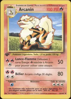 1999 Pokemon FRENCH 1st Edition Base Set Arcanin-Arcanine 23/102 NM - Image 1