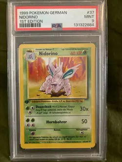 Pokemon PSA 9 MINT GERMAN Nidorino 37/102 Base Set 1st Edition 1999 S#6142 - Image 1