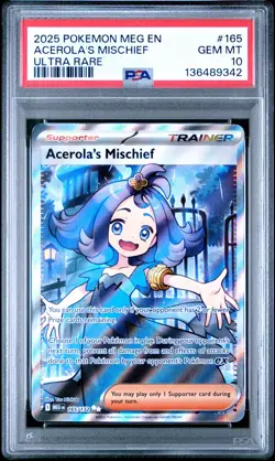 2025 POKEMON MEG EN-MEGA EVOLUTION ULTRA RARE #165 ACEROLA'S MISCHIEF PSA 10 - Image 1