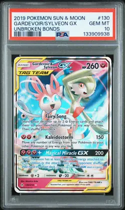 2019 POKEMON SUN & MOON UNBROKEN BONDS #130 GARDEVOIR & SYLVEON GX PSA 10 - Image 1