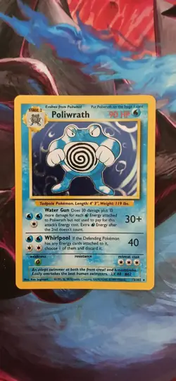 Pokemon Poliwrath Holo Rare Card #13/102 Base Set TCG 1999 English - Image 1
