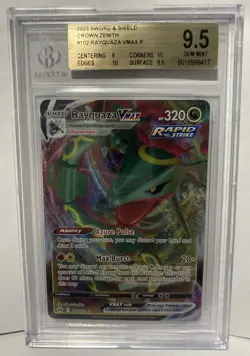 BGS 9.5 Rayquaza VMAX 102/159 SWSH Crown Zenith Pokemon Card Gem Mint - Image 1