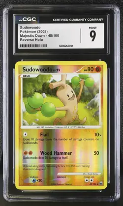 CGC 9 MINT Sudowoodo 2008 Majestic Dawn 48/100 Reverse Holo Pokemon Card - Image 1