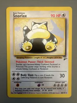 Pokemon TCG Snorlax 30/130 Base Set 2 Rare Non-Holo Card 90 MINT CONDITION! - Image 1