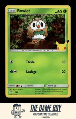 Pokemon TCG: McDonald's 25th Anniversary Promos - Rowlet - 007/025 Holo - Image 1