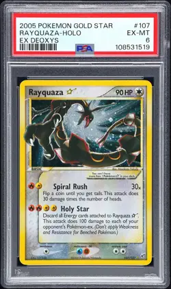 2005 POKEMON EX DEOXYS GOLD STAR #107 RAYQUAZA-HOLO PSA 6 - Image 1