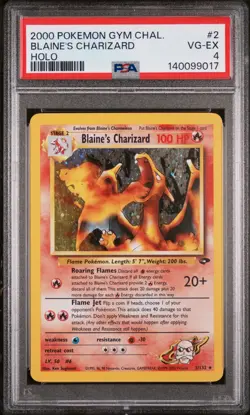 2000 POKEMON GYM CHALLENGE HOLO #2 BLAINE'S CHARIZARD PSA 4 - Image 1