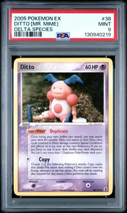 2005 Pokemon Ex Delta Species #38 Ditto [Mr. Mime] Delta Species PSA 9 MINT - Image 1