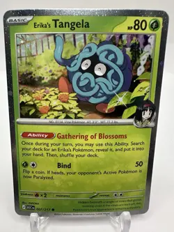 SWIRL Erika's Tangela 007/217 Ascended Heros Cosmos Holo Promo + Coin - Pokemon - Image 3