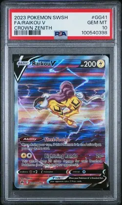 2023 POKEMON SWORD & SHIELD CROWN ZENITH #GG41 FULL ART/RAIKOU V PSA 10 - Image 1