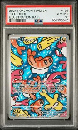 2024 POKEMON TWM EN-TWILIGHT MASQUERADE ILLUSTRATION RARE #186 TATSUGIRI PSA 10 - Image 1