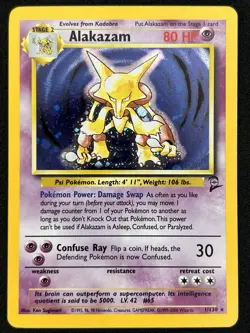 Pokemon TCG Alakazam 1/130 Base Set 2 Holo Rare - Image 1