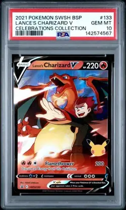 PSA 10 Gem LANCE'S CHARIZARD V SWSH133 BLACK STAR PROMO CELEBRATIONS POKEMON - Image 1