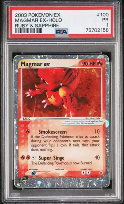Pokemon 2003 Magmar ex 100/109 Holo Ruby & Sapphire PSA 1 - Image 1