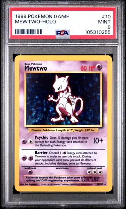 1999 POKEMON BASE SET UNLIMITED #10 MEWTWO-HOLO PSA 9 - Image 1