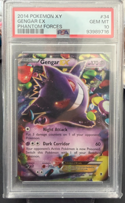 2014 POKEMON XY PHANTOM FORCES #34 GENGAR EX PSA 10 - Image 1