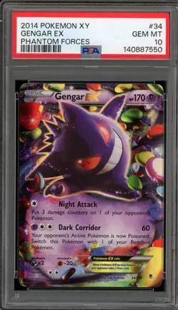 Pokemon Gengar EX XY Phantom Forces Holo Ultra Rare #34 PSA 10 Gem Mint - Image 1