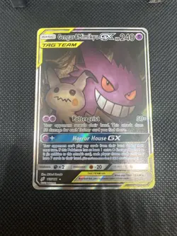 Pokemon Gengar & Mimikyu GX TAG TEAM Ultra Rare Full Art Holo Sm-Team Up 165/181 - Image 1