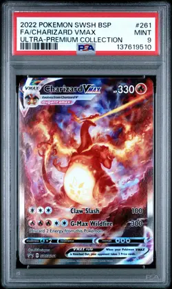 2022 POKEMON SWSH BLACK STAR PROMO #261 FULL ART/CHARIZARD VMAX PSA 9 - Image 1