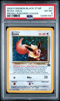 2000 POKEMON PROMO BLACK STAR POKEMON LEAGUE #11 EEVEE-HOLO PSA 6 - Image 1