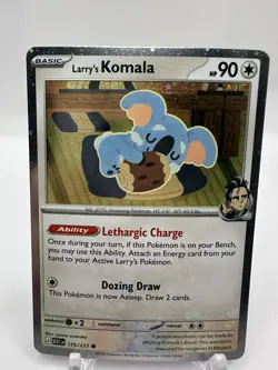 SWIRL Larry's Komala 175/217 Ascended Heros Cosmos Holo Promo with Coin- Pokemon - Image 3