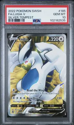 Pokemon 2022 Lugia V 185/195 Full Art Silver Tempest GEM MINT PSA 10 - Image 1