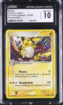 CGC 10 GEM MINT Raichu EX Power Keepers 12/108 Reverse Holo STAMPED Pokemon Card - Image 1