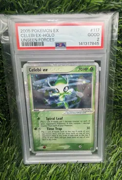 PSA 2 Celebi EX Unseen Forces Ultra Rare Holo Pokemon Card #117 2005 - Image 1