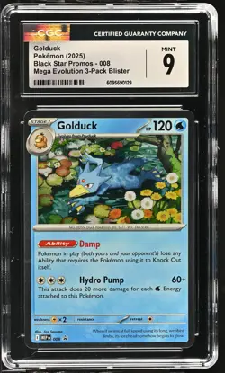 Pokemon TCG GRADED 2025 Golduck 8 Mega Evolution Cosmo Holo M+ 9 CGC ENG - Image 1