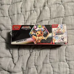 Pokemon Scarlet & Violet Prismatic Evolutions Surprise Box+Booster Bundle Sealed - Image 1