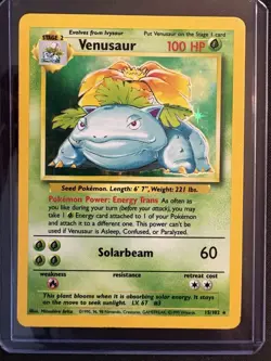 Venusaur Holo Base Set 15/102 Vintage Pokemon Card MP/HP - Image 1