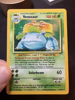 Venusaur Holo Base Set 15/102 Vintage Pokemon Card MP/HP - Image 5