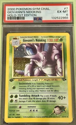 Pokemon TCG Giovanni's Nidoking Gym Challenge Holo Card 7/132 1st Edition Rare - Image 2