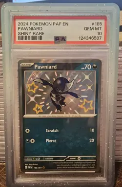 Pokemon TCG Pawniard PAF #185 Scarlet & Violet Psa 10 Gem Mint - Image 1