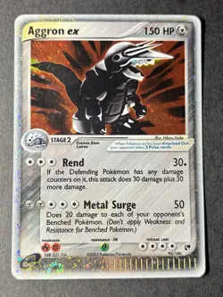 Pokemon TCG Aggron EX 95/100 Sandstorm Holo Cosmos Swirl - Image 1