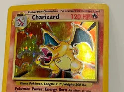 Vintage 1999 Pokemon TCG Base Set CHARIZARD HOLO Rare 4/102, Unltd HP-Damaged - Image 2