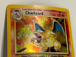 Vintage 1999 Pokemon TCG Base Set CHARIZARD HOLO Rare 4/102, Unltd HP-Damaged - Image 3