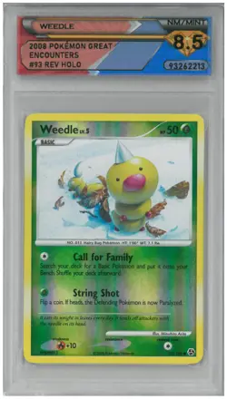 2008 Pokemon Great Encounters WEEDLE #93/106 Reverse Holo 💎 DSG 8.5 NM/Mint - Image 1