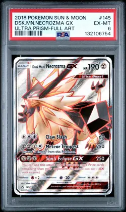 2018 POKEMON SUN & MOON ULTRA PRISM #145 FULL ART/DUSK MANE NECROZMA GX PSA 6 - Image 1