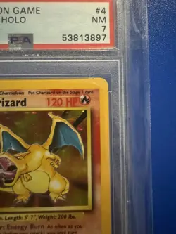 1999 POKEMON BASE SET UNLIMITED #4 CHARIZARD-HOLO PSA 7 - Image 2